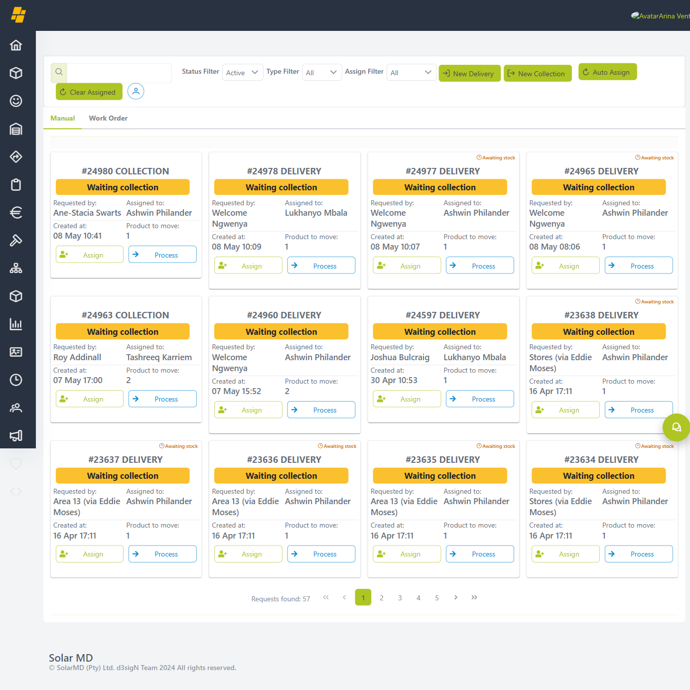 Move Requests landing page